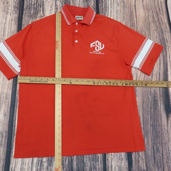 Vintage Fresno State University Bulldogs Polo Shirt Print Ons FSU Mens Red XL - Picture 8 of 10